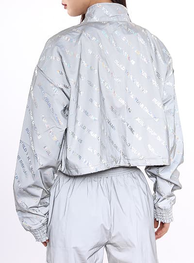 亮银灰色运动服羽绒服反光面料